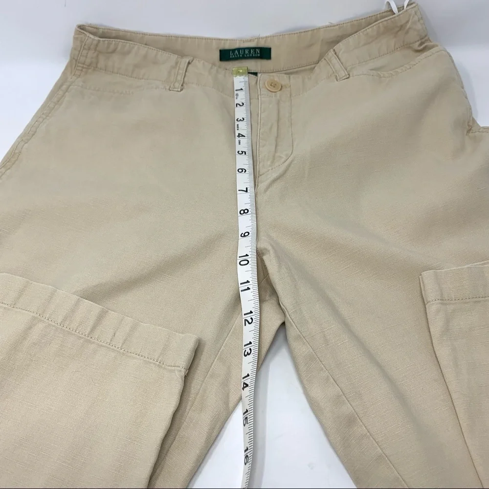 Y2K Lauren Ralph Lauren Linen Blend High Rise Straight Leg Pants Cream Size 6